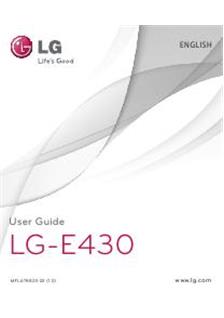LG E 430 manual. Tablet Instructions.